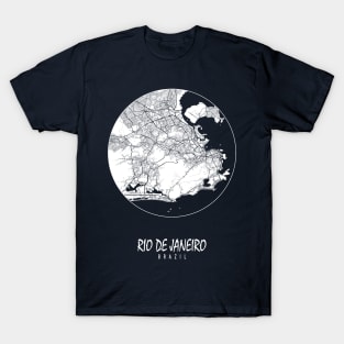 Rio de Janeiro, Brazil City Map - Full Moon T-Shirt